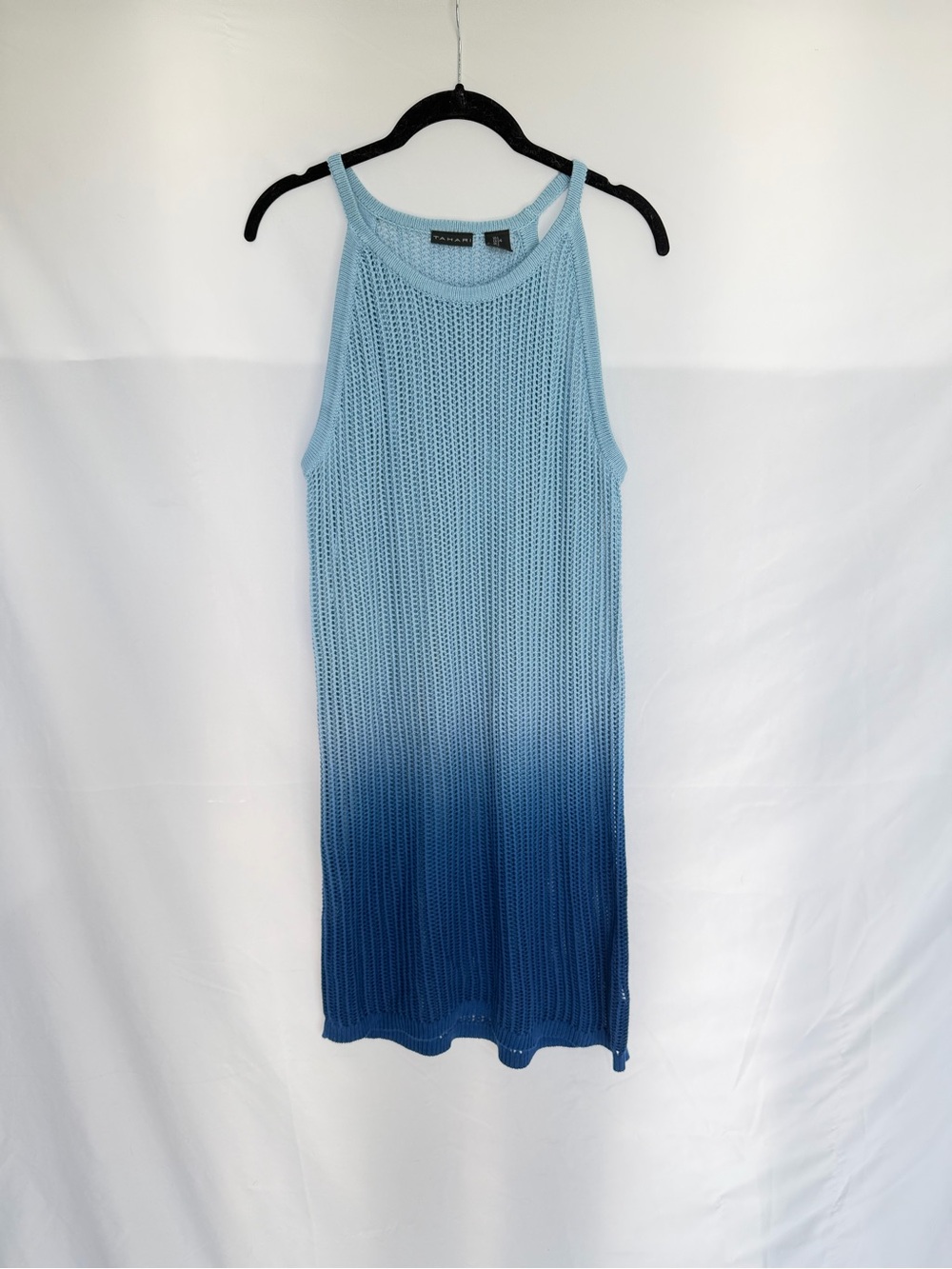 Tahari Light Blue Open-Knit Dress Swim Coverup